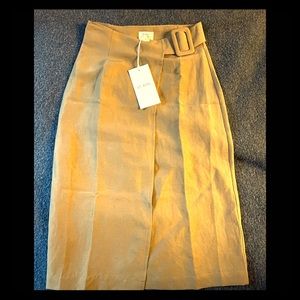 St. Agni Cella Camel Tan Belted Wrap Skirt xs